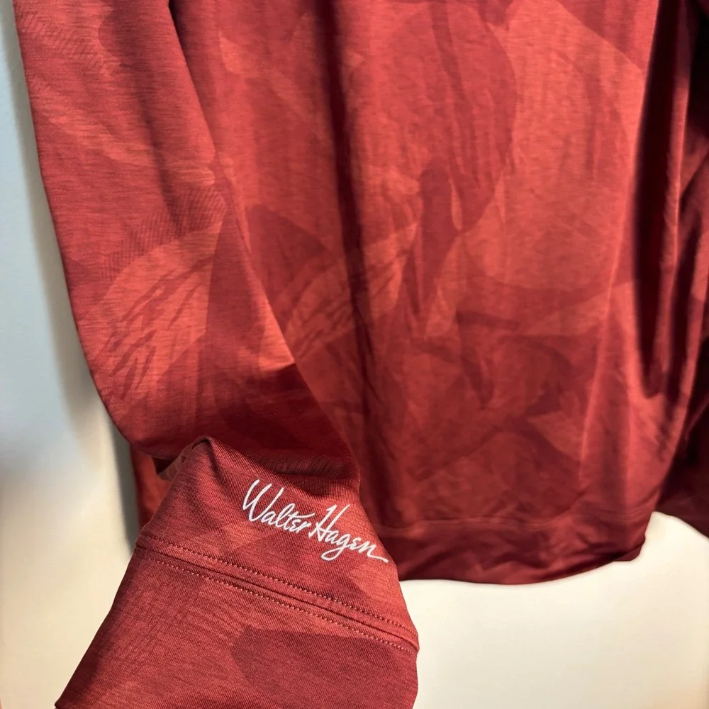 Walter Hagen Men's XL Golf Pullover Quarter Zip Floral Performance Soft Red